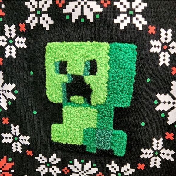 Nwt Boys' Minecraft Holiday Christmas Pullover Sweatshirt - Black XS - Picture 2 of 6